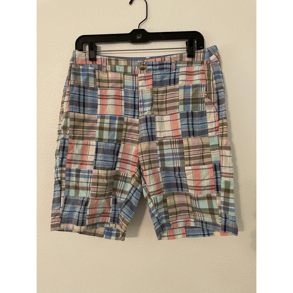 LL Bean Shorts Womens 8 Patchwork Madras Plaid Favorite Fit 5 In Preppy Coastal